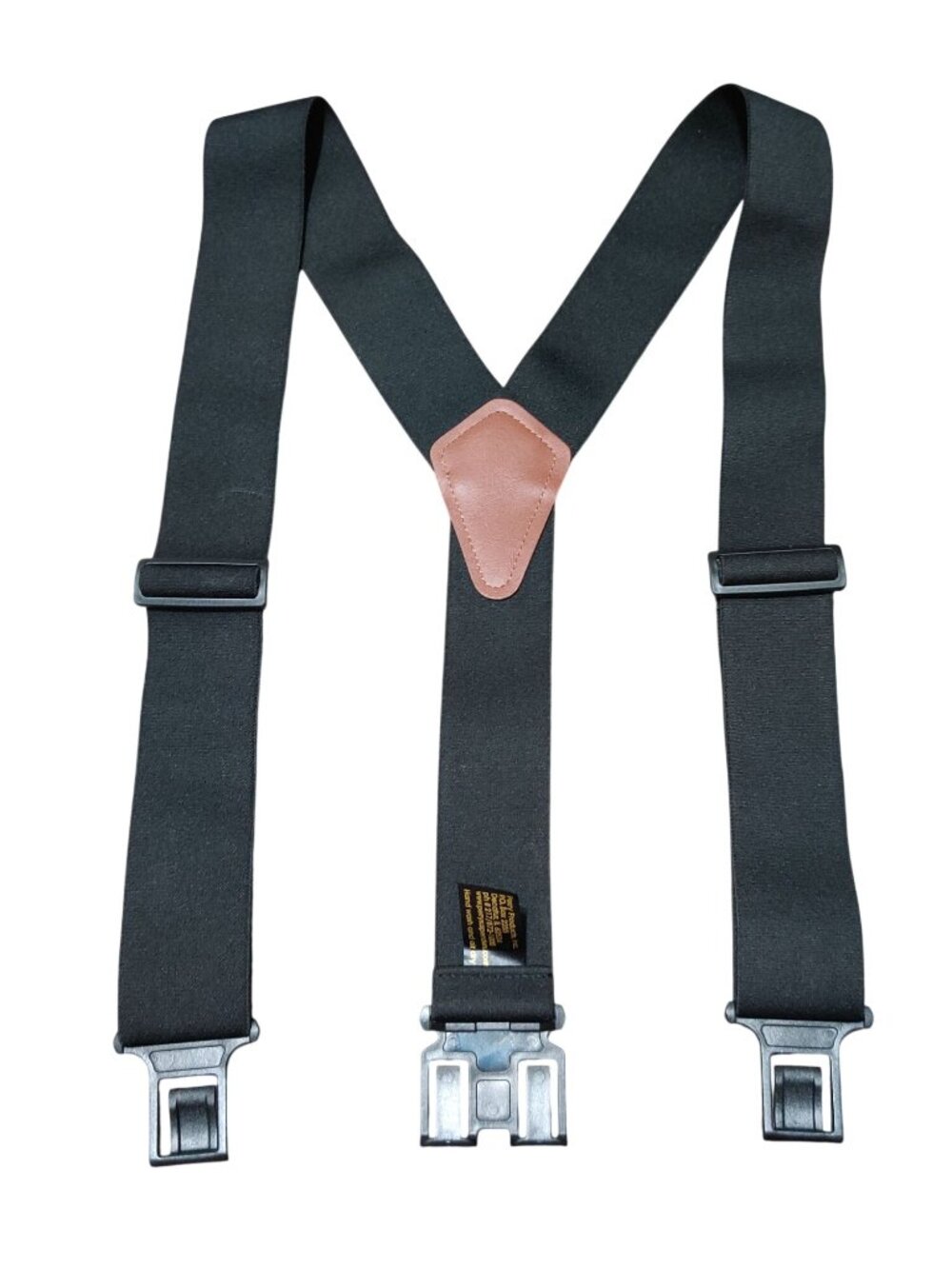 Perry Suspenders Black Y Back 3 Point Belt Hook Adjustable Made in USA Classic